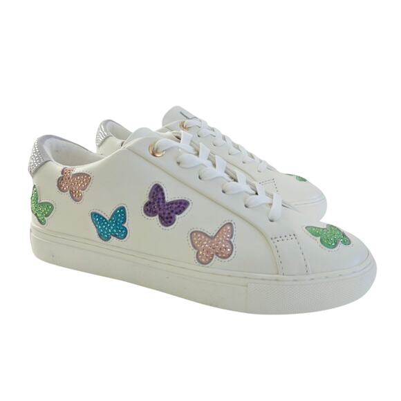 Kurt Geiger London Jewel Lane Butterfly Embellished Leather Sneakers Size 9 40 - Picture 1 of 8